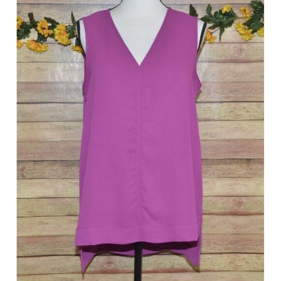Pleione Ladies S Purple Sleeveless V-Neck Hi-Low Tank Top Blouse Casual Summer - Picture 1 of 8